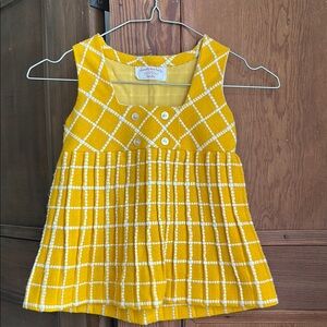 Vintage Kids Yellow Plaid Sleeveless Dress